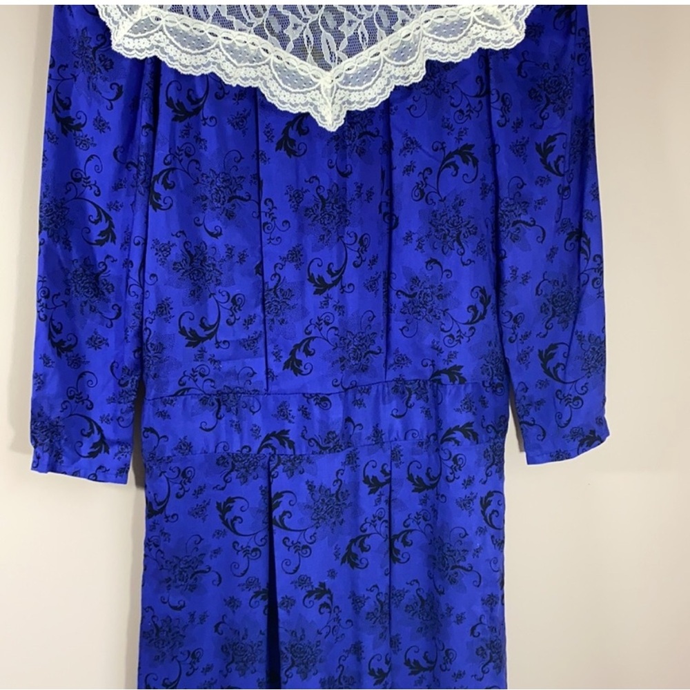 Vintage Gunne Sax Royal Blue Lace Yoke Prairie Dress – 1980s – Size 6 - Picture 8 of 8